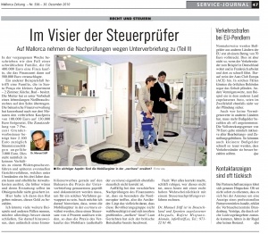 30.12.2010 Mallorca Zeitung: Recht und Steuern - Im Visier der Steuerprüfer