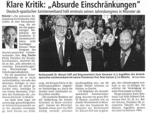 16.06.2006 Münsterische Zeitung "Klare Kritik: Absurde Einschränkungen"